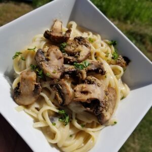 Creamy Vegan Linguine with Wild Mushrooms